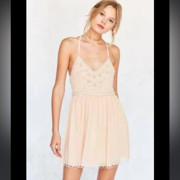 UO Kimchi Blue Snow Queen Embellished Rhinestone Mini Party Dress Pale Pink 10 - Picture 10 of 11